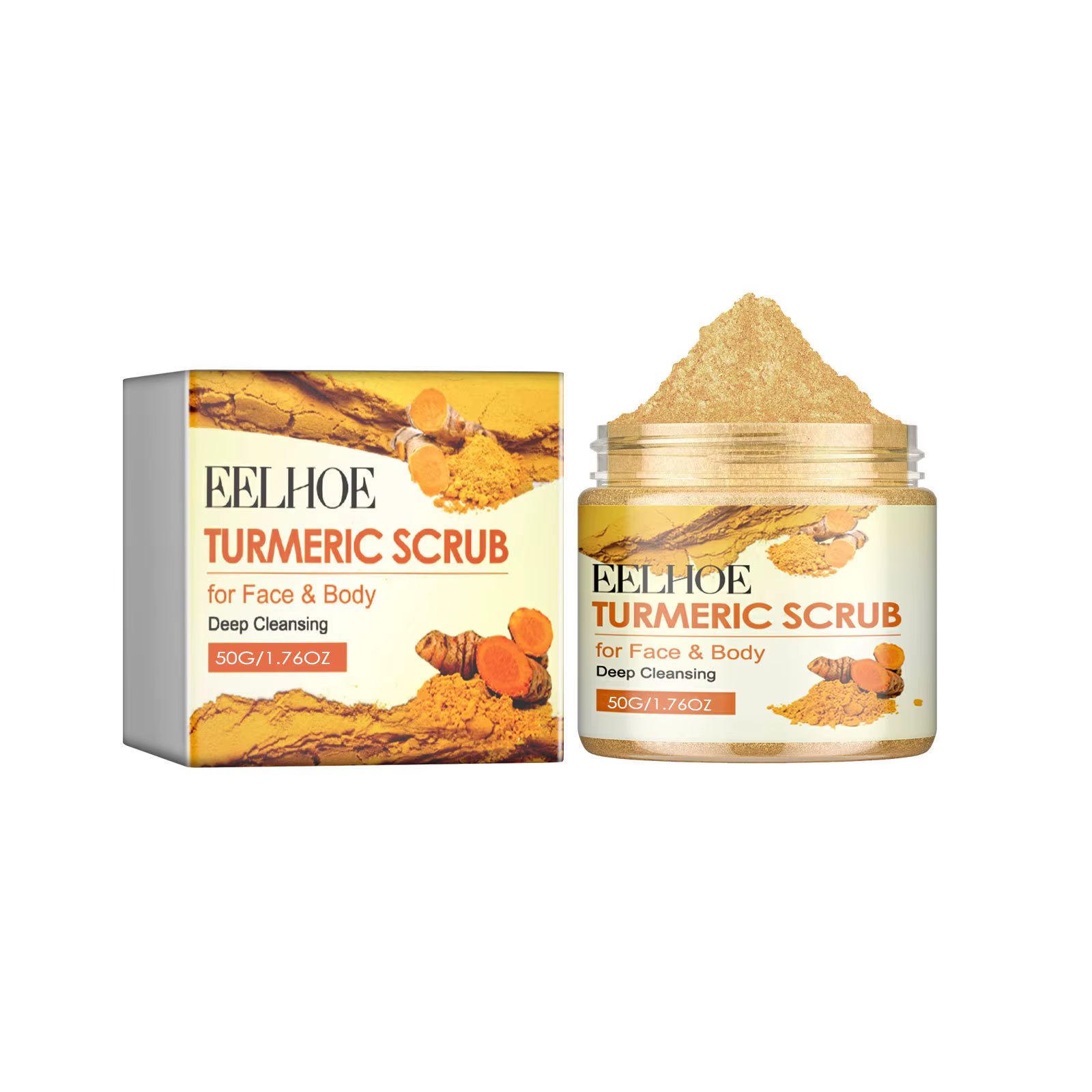 Gommage au curcuma pour le visage et le corps, 50g, rajeunissant, Anti-cne, éclaircit le teint, adou