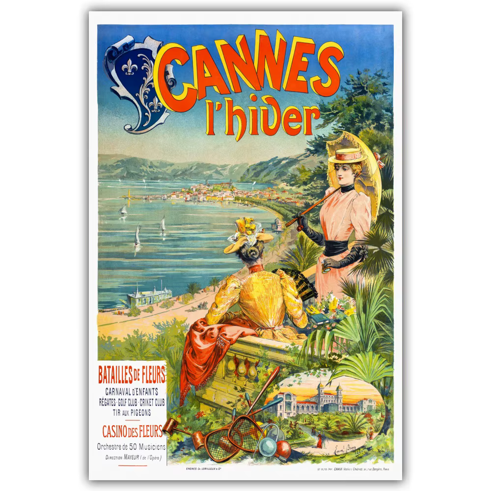 France Cannes Malo Belle Fille Guyon Agay Paris Naval Vintage Poster de Voyage