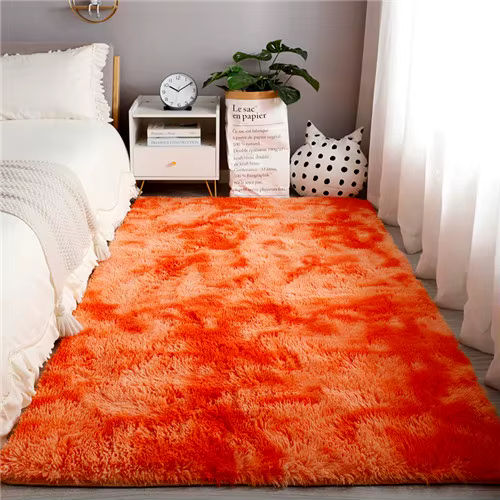 Tapis de zone Orange doux et moelleux, coloré, Shaggy, pour chambre d'enfants, tapis de jeu en peluc