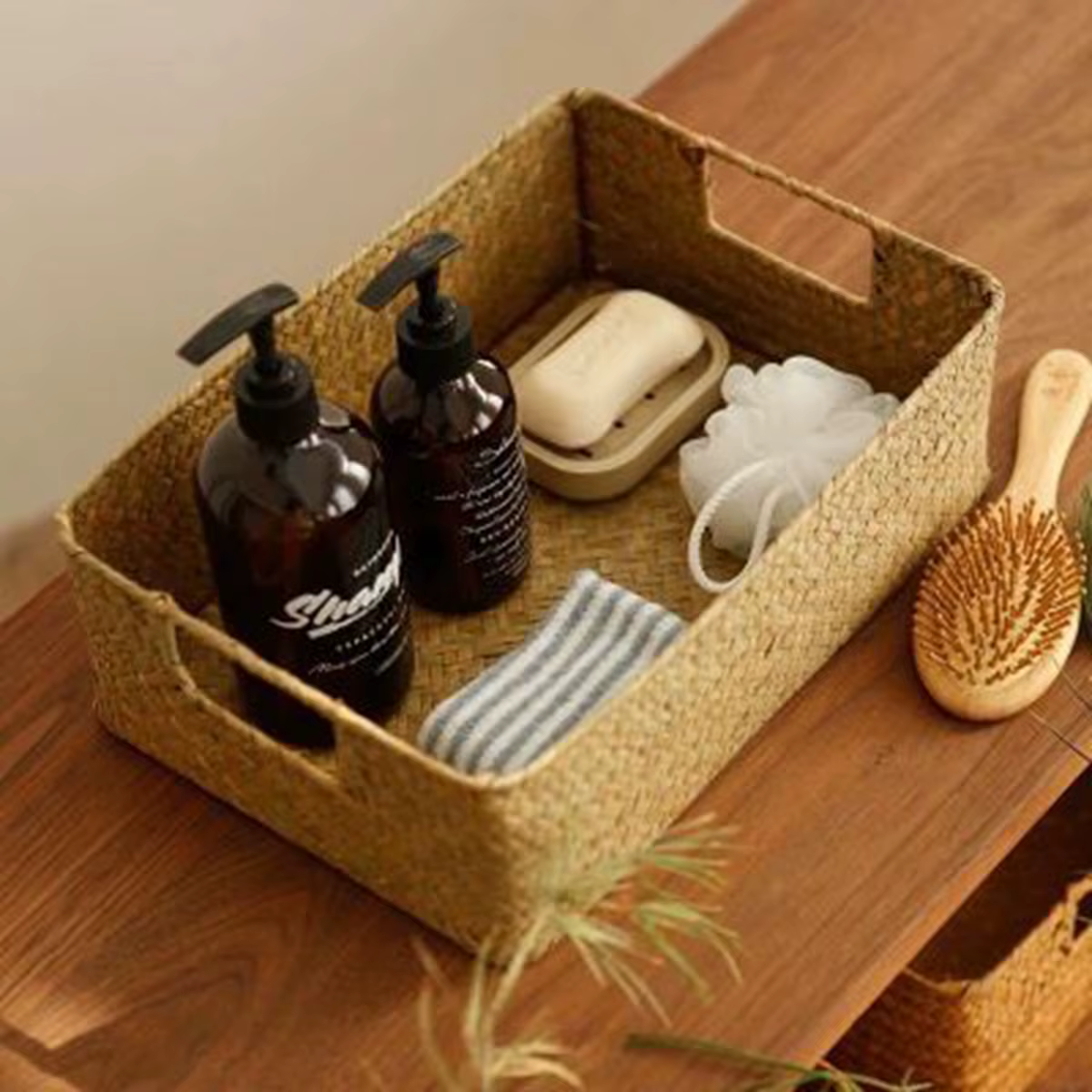 Zerolife – grand panier en jonc de mer tissé naturel, en paille et osier, pour Table de maison, frui
