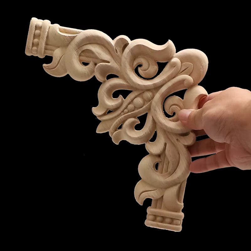 Appliques en bois fleur d'angle, sculpture exquise, meubles naturels, moulures en bois, accessoires 
