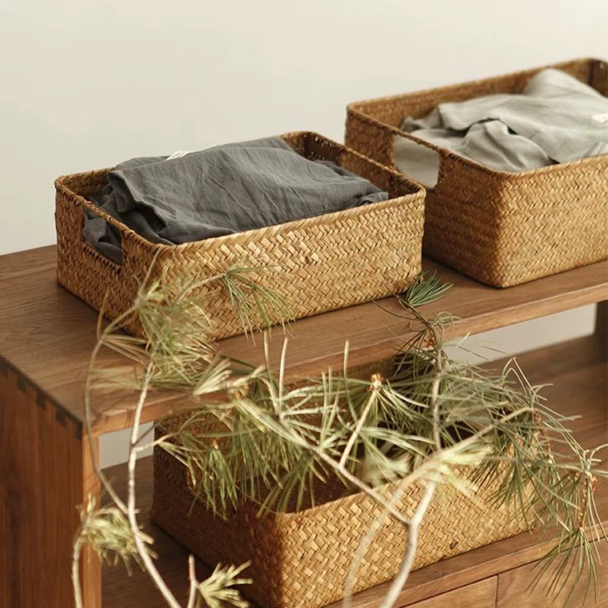 Zerolife – grand panier en jonc de mer tissé naturel, en paille et osier, pour Table de maison, frui