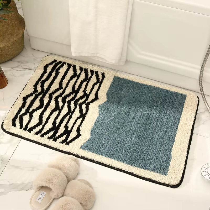 Nouveau tapis de salle de bain absorbant Simple, porte rayée de luxe, antidérapant, d'entrée, coussi