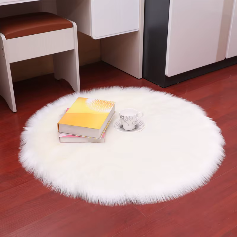 Tapis d'émulation en laine, couverture de chaise ronde et douce de 80cm, tapis chaud de siège de 30c