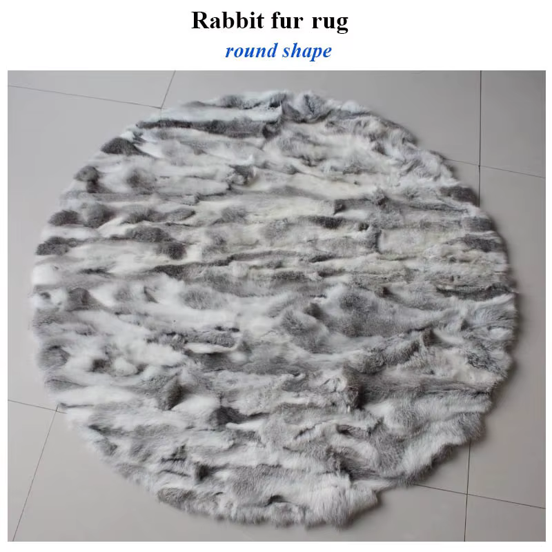 MS.Softex-Tapis en fourrure naturelle pour la maison, tapis en fourrure de lapin véritable de forme 