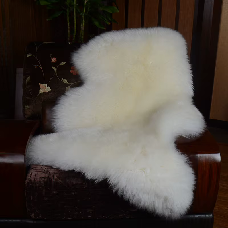 MS.Softex-Tapis long en peau de mouton australien, tapis de chambre à coucher, chaud, hiver