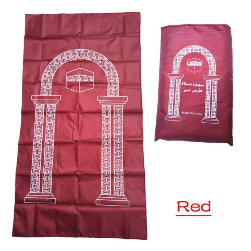 Tapis de prière musulmane, 60x100cm, tressé en PU, imperméable, avec une simple impression, pochette