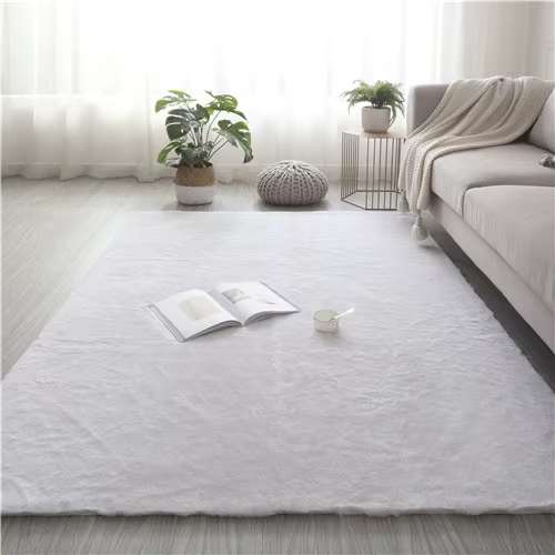 Tapis en Fausse Fourrure de Lapin Super Doux, Moelleux, en Peau de Mouton, pour Salon, Chambre d'Enf