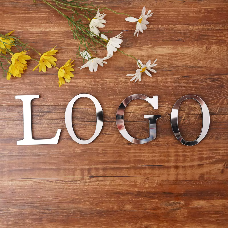 Autocollant mural miroir 3D en acrylique avec lettres argentées, affiche de l'alphabet pour décorati