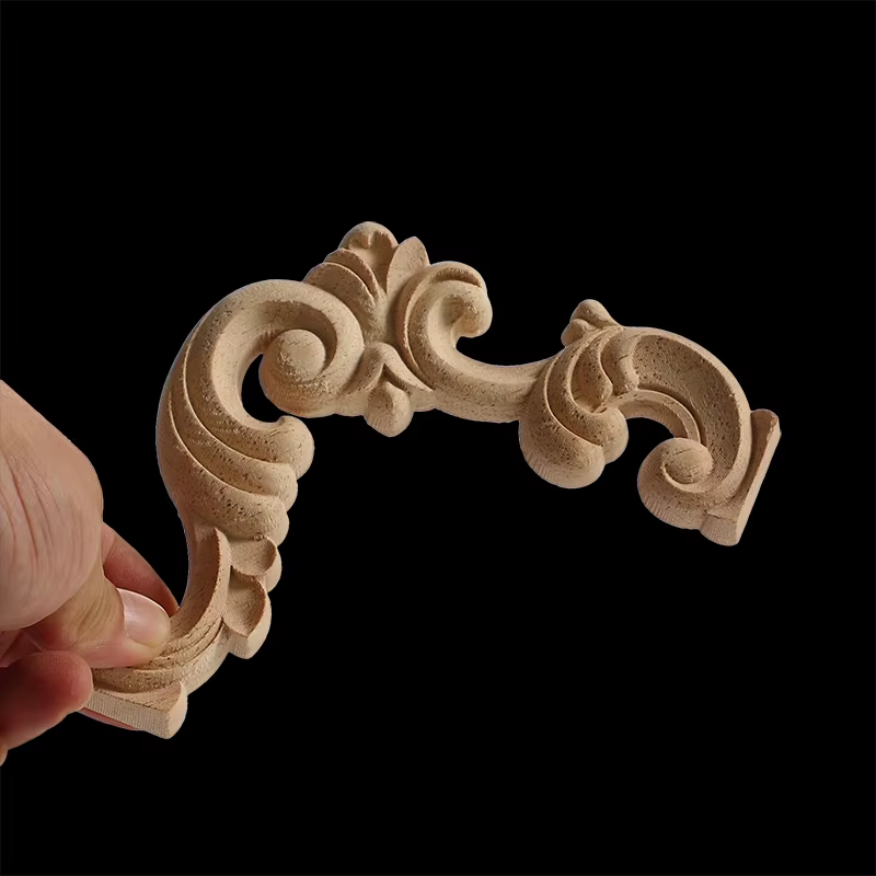 Appliques en bois fleur d'angle, sculpture exquise, meubles naturels, moulures en bois, accessoires 