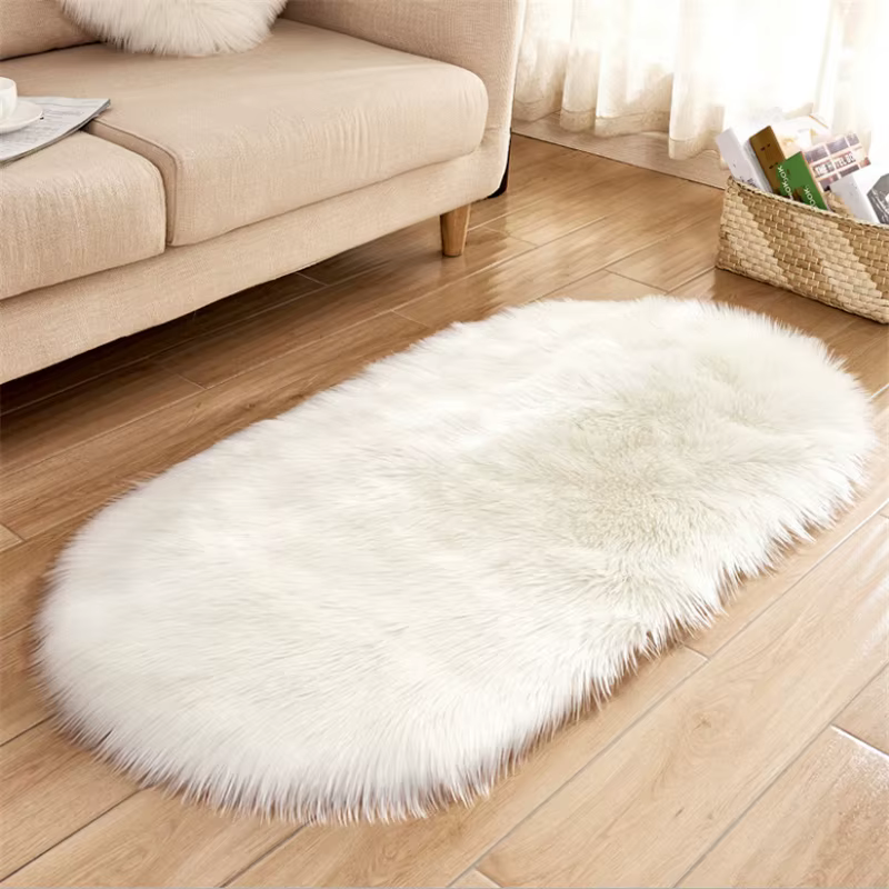 Couverture rouge fausse fourrure Imitation laine tapis sol couleur Pure tapis en peau de mouton pour