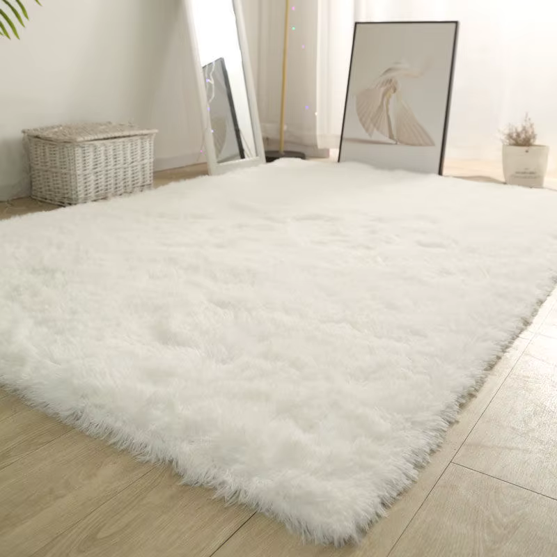 Tapis de hall moelleux blanc, tapis épaissi, antidérapant, salon moderne, chambre à coucher, décorat