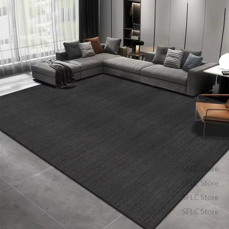 Tapis de sol en polymère noir solide, tapis simples, grande surface, décoration de salon, chambre à