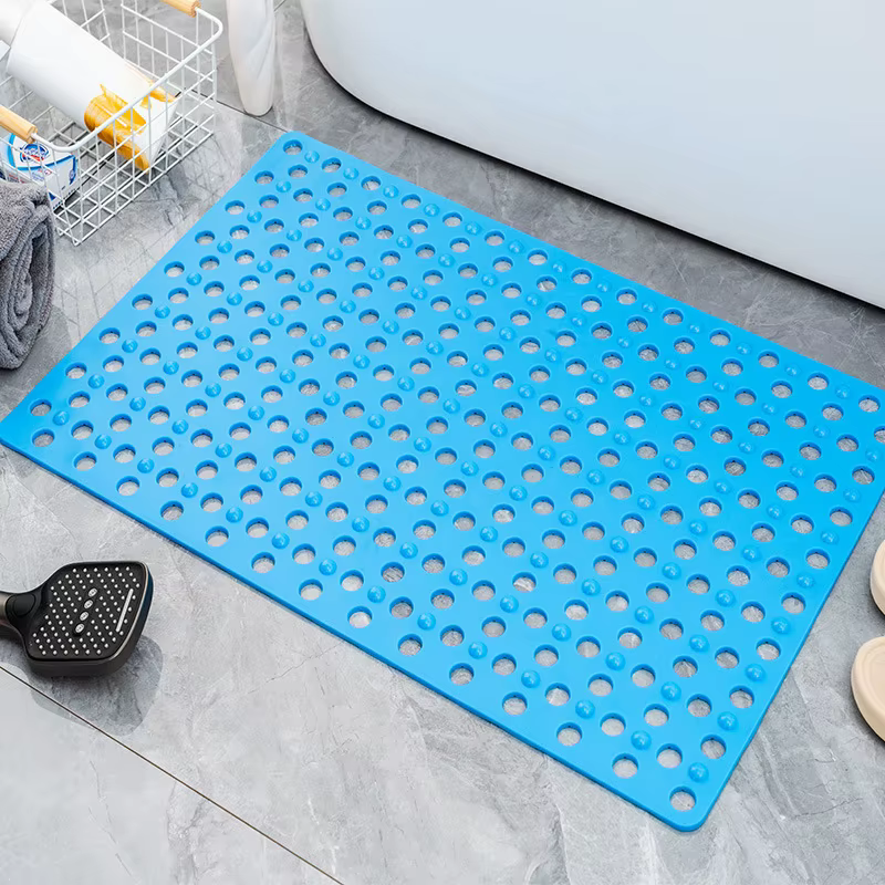 Tapis de bain antidérapant en caoutchouc anti-moisissure avec trous de drainage, lavable en machine,