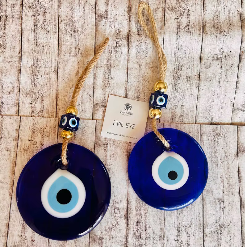 Mauvais œil tenture murale verre bleu oeil mur charme décor à la maison idée cadeau Protection de la