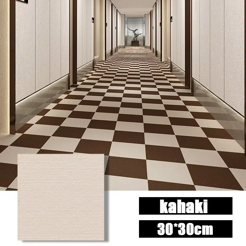 Carreaux de tapis auto-adhésifs 30x30cm, carrés de sol amovibles avec Installation facile de bâton à