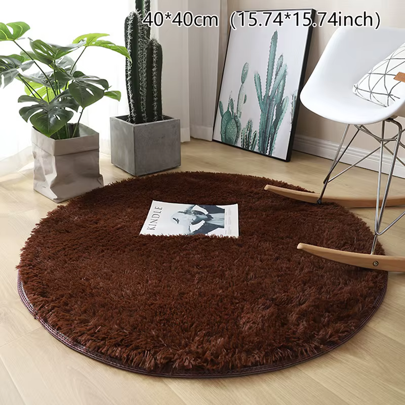 Tapis moelleux en laine lea pour salon, fausse fourrure, polymère rond, tapis longs en peluche pour