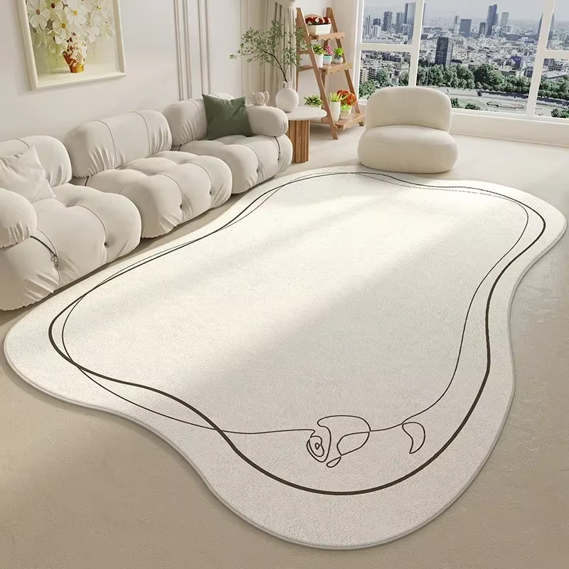 Tapis de salon, grand tapis moelleux et doux, décoration intérieure, tapis blanc pour chambre à couc