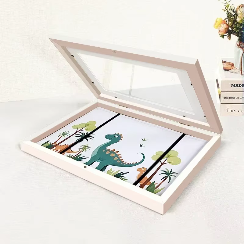 Cadres artistiques pour enfants, cadre magnétique en bois ouvert sur le devant, modifiable, pour pho