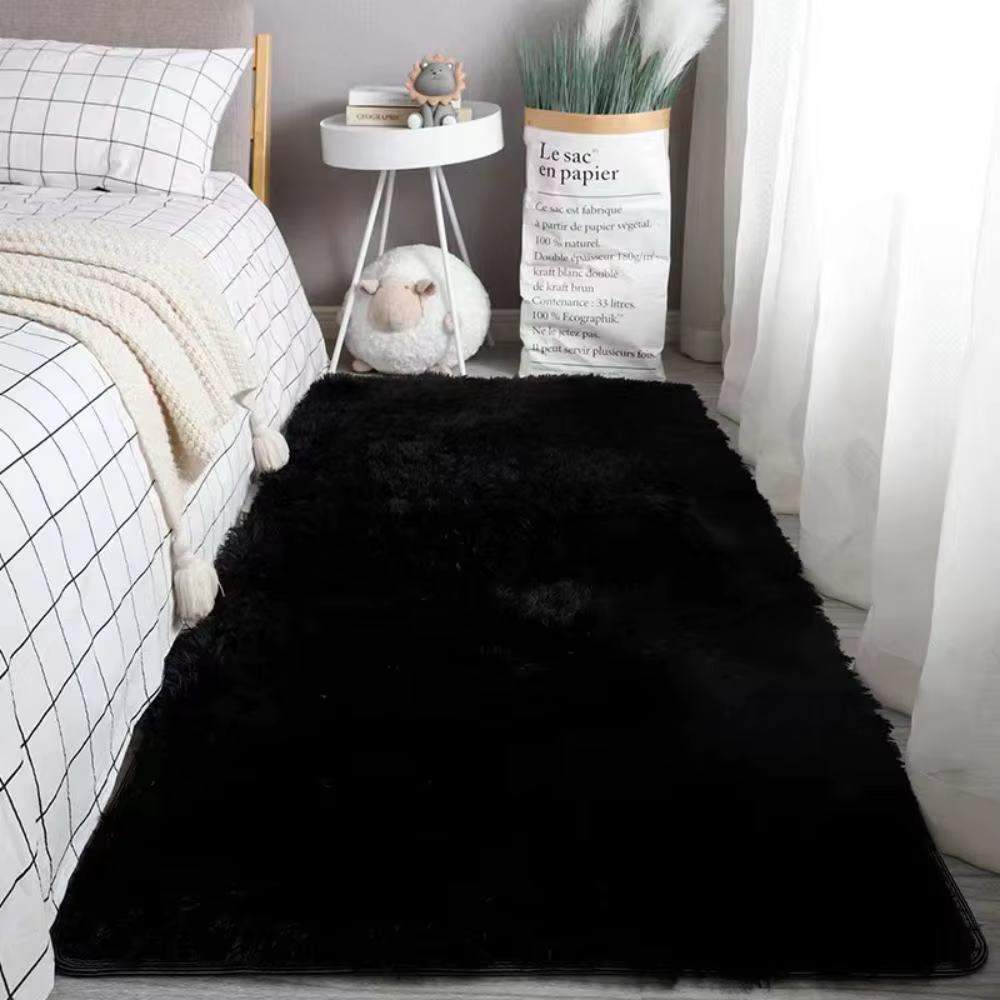 Tapis en soie et laine VIKAMA, couleur unie, style simple, adapté aux chambres à coucher, tapis de c
