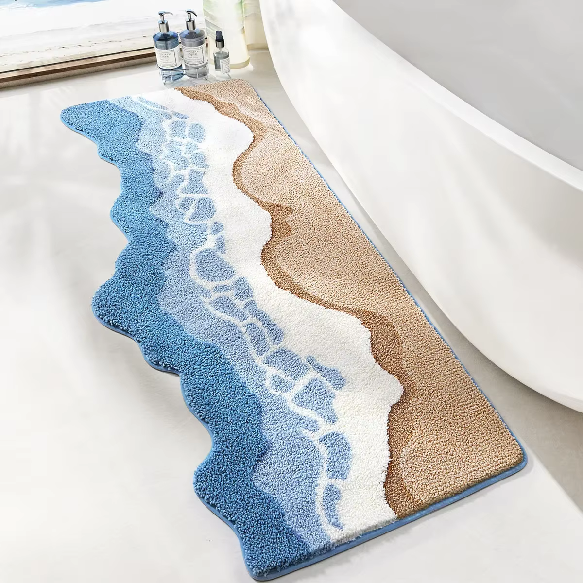 Tapis de chevet ondulé tufté à la main, 70x160cm, décoration de chambre à coucher, microcarence floq