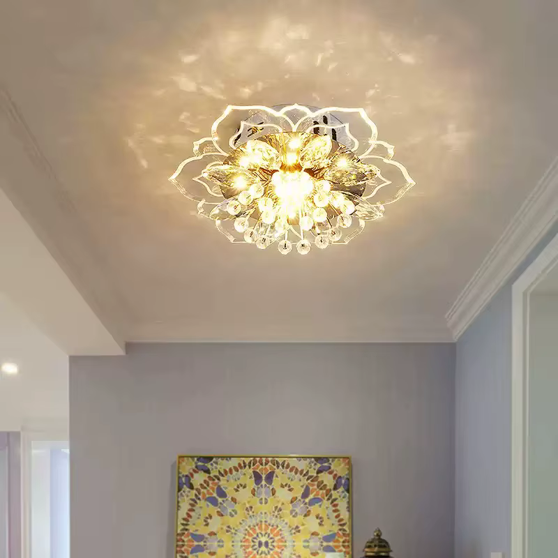 Créatif LED plafonnier cristal fleur lustre chambre couloir salon suspension lampe chambre cuisine d