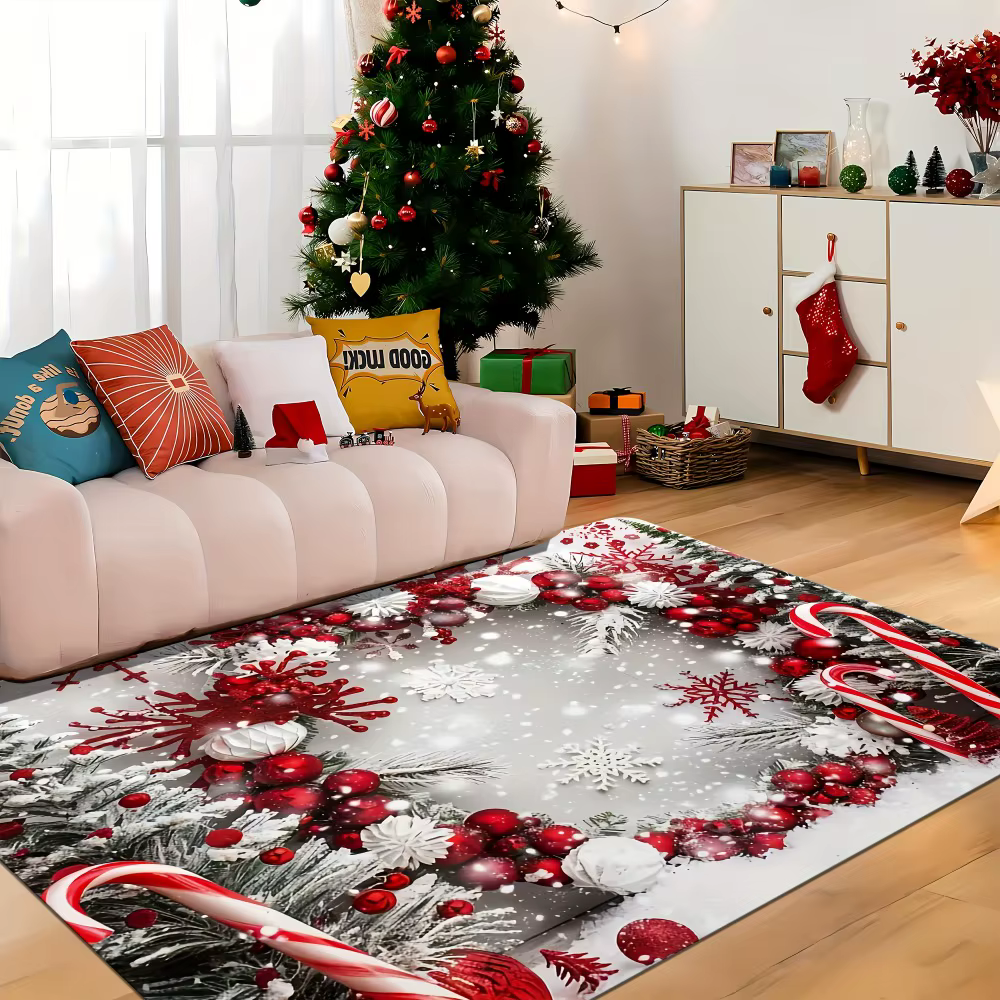 Tapis décoratif sur le thème de Noël pour salons, chambres à coucher, entrées, zones de salle à mang