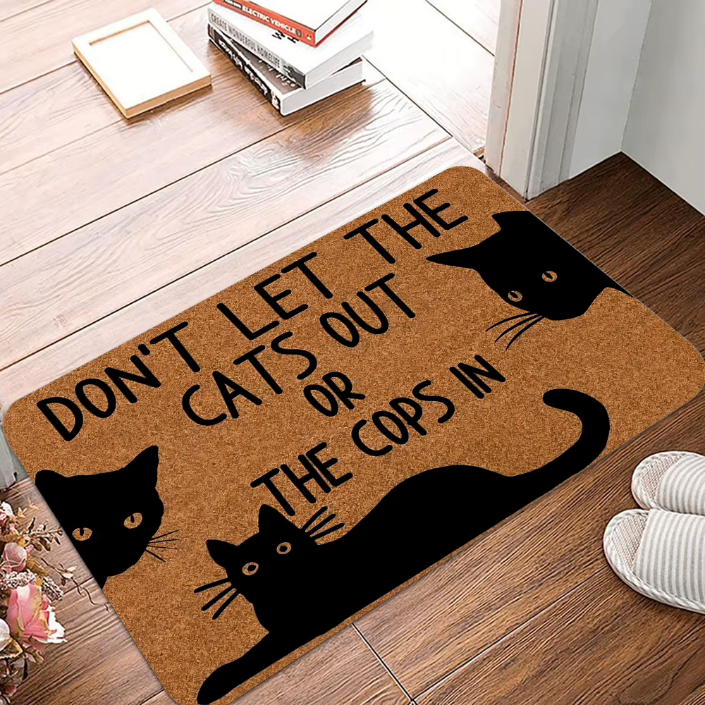 Tapis de porte de bienvenue à motif de chat, tapis de sol antidérapant, tapis décoratif lavable pour