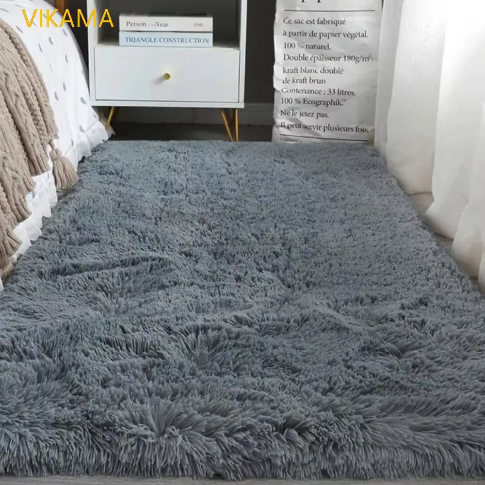 VIKmemorial-Tapis en peluche en laine simple pour chambre à coucher, couverture de lit de salon, doc