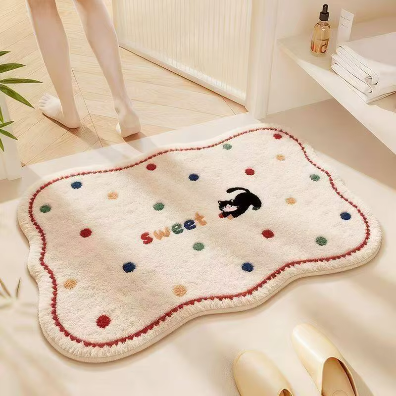 Nouveau tapis de sol 2026, tapis de salle de bain absorbant et mignon, paillasson imitation cachemir