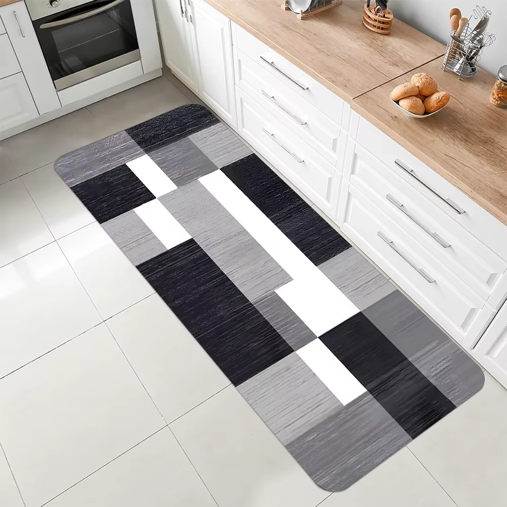 Tapis à motif carré à rayures dégradées, tapis de sol doux pour salon, chambre à coucher, décoration