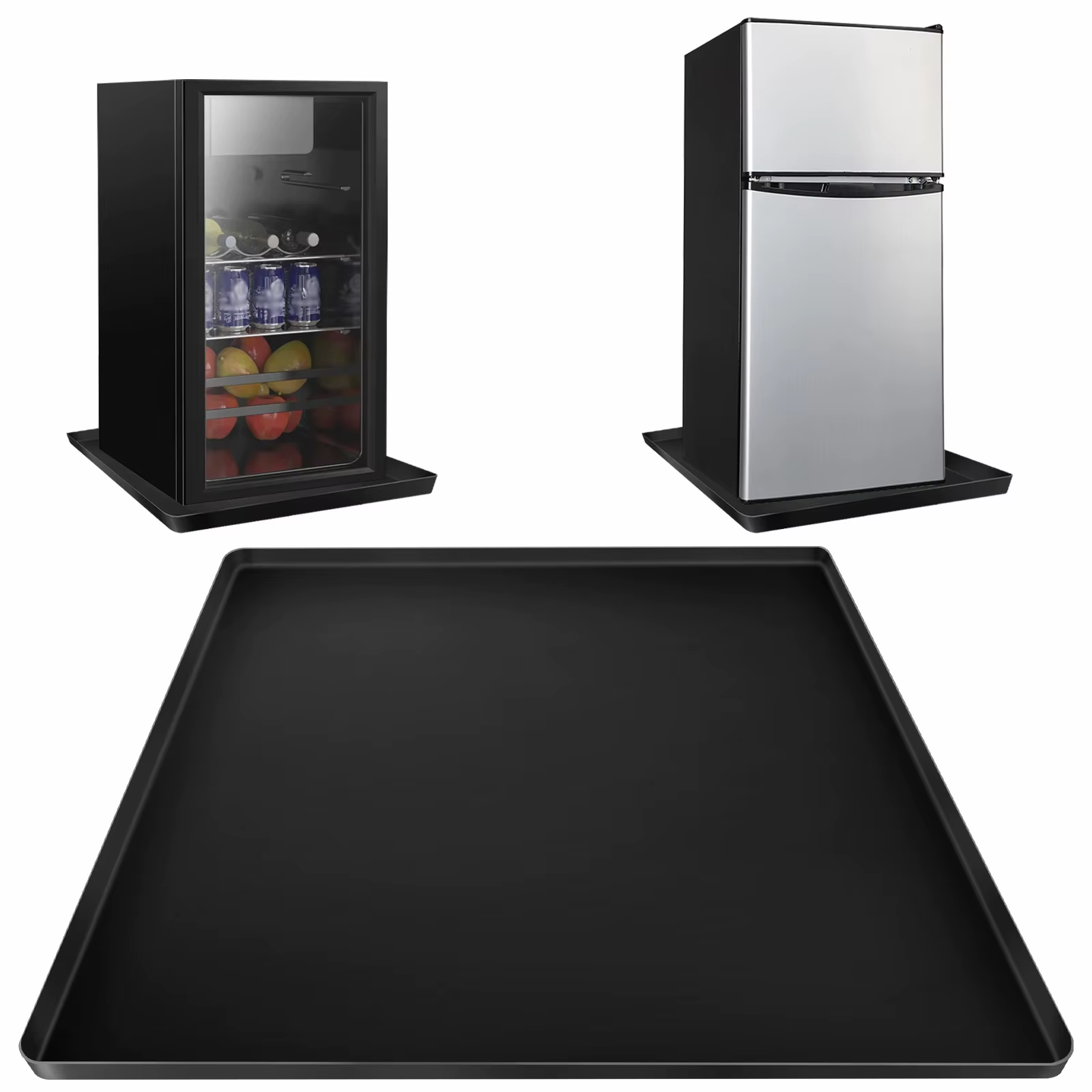 Tapis en silicone pour réfrigérateur 60x60CM, tapis antidérapant en silicone noir gris, protection d