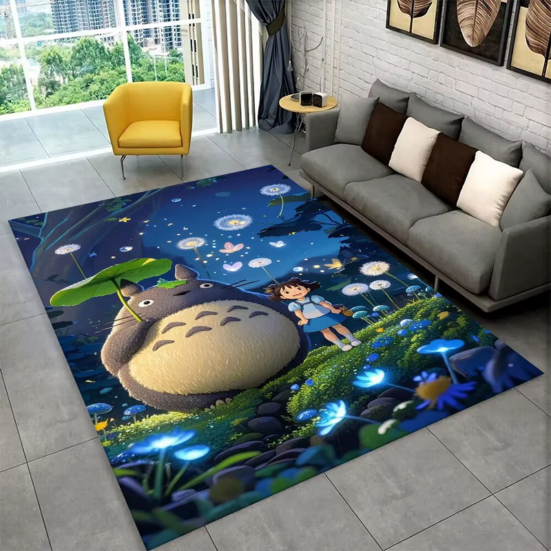 Tapis classique T-Totoro, tapis mignon de dessin animé pour salle de jeux, chambre à coucher, salon,