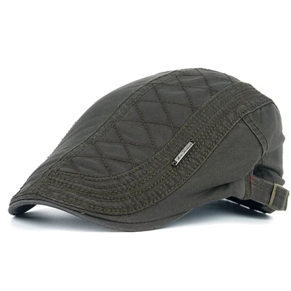 Chapeau de gavroche plat en coton pour hommes, béret rétro, bonnet à bec de canard à chevrons, régla