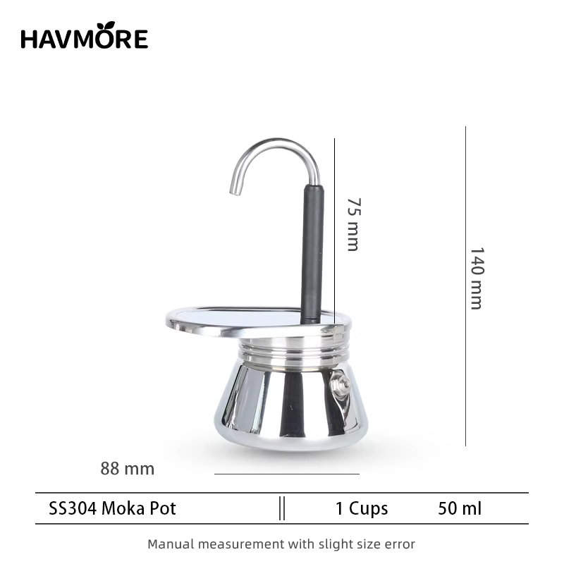 200ML Mini Moka Pot Double Tube 304 acier inoxydable cafetière italienne cafetière expresso main Ver