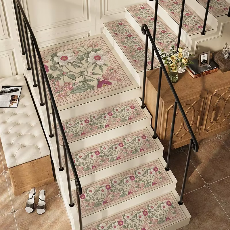 Ensemble de tapis d'escalier, tapis de sol pour marches d'escalier, tapis absorbant à longues bandes