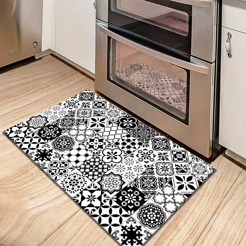 Tapis à motif Floral géométrique, doux et antidérapant, pour cuisine, salle à manger, décoration de 