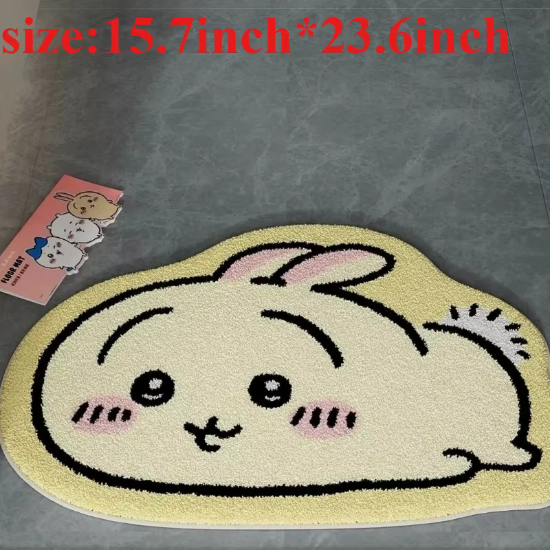 Tapis de dessin animé Chiikawa, tapis de sol en peluche Hachiware Usagi, tapis antidérapant pour sal