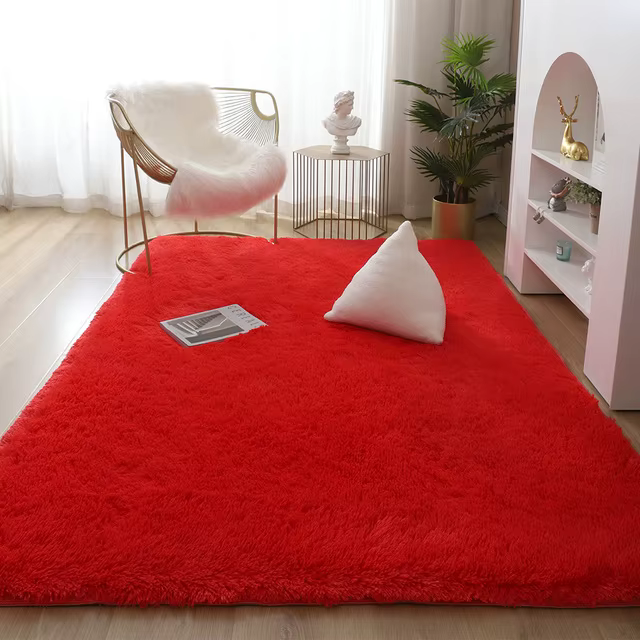 Tapis vert teinture par nouage tapis doux en peluche pour salon chambre tapis de sol anti-dérapant c