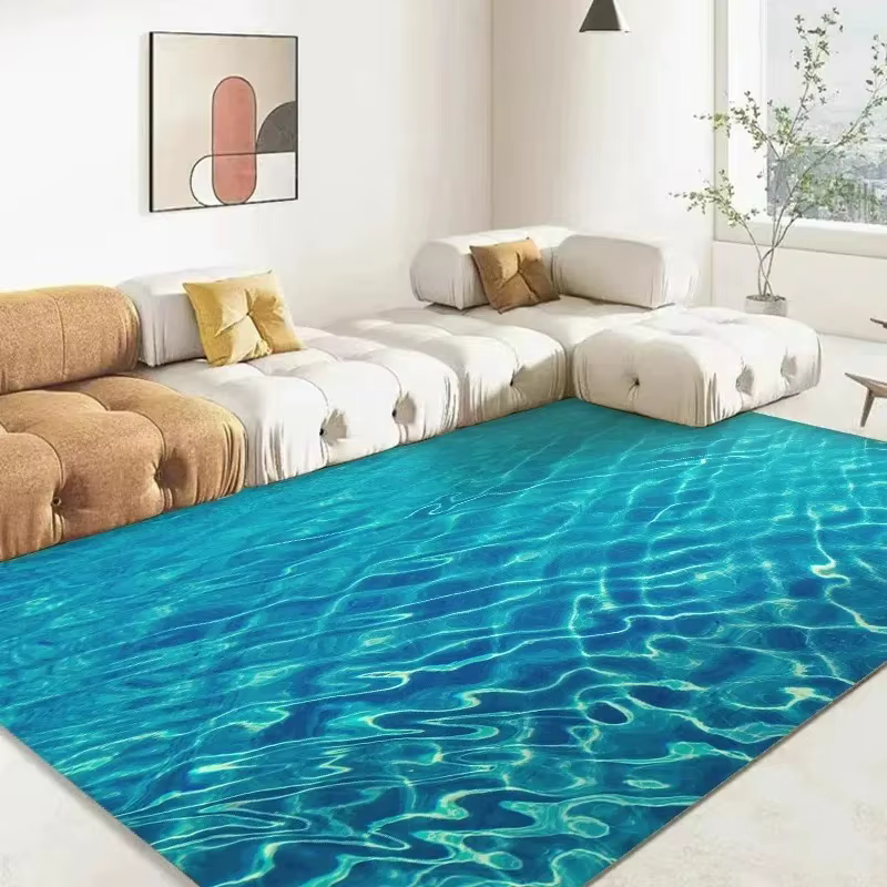 Tapis d'eau de mer océan 3D imprimé, décoration de maison, salon, tapis de sol antidérapant, cuisine