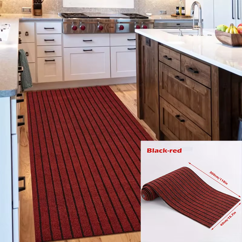 Tapis de cuisine rayé uni DIY 40 cm × 3 m, tapis de sol, décoration de chambre, tapis antidérapant,