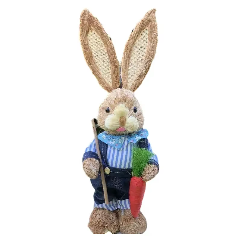 Décoration de lapin de pâques, figurine de lapin, ornement artisanal en queue de chat, vacances à la