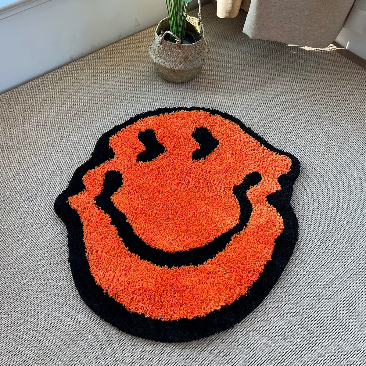 Tapis Tufté Torsadé Souriant, Purely Handmade, Doux, Adapté à la Décoration de Chambre, Moelleux, Ch