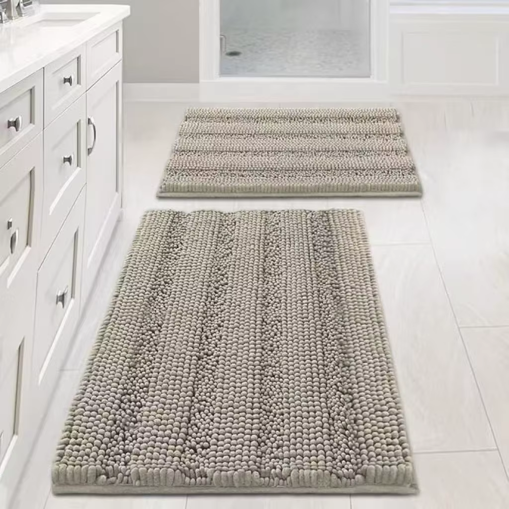 Tapis de bain en chenille antidérapant, absorbant, lavable en machine, tapis de sol doux et moelleux