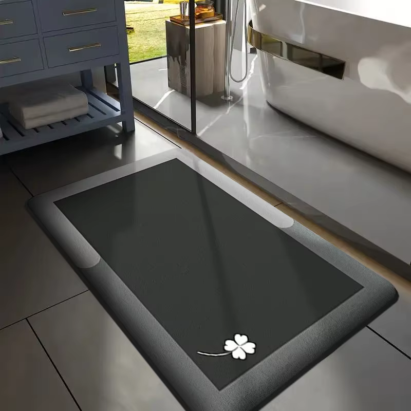Tapis de sol de salle de bain absorbant épais en flanelle, imprimé, antidérapant, pour chambre à cou