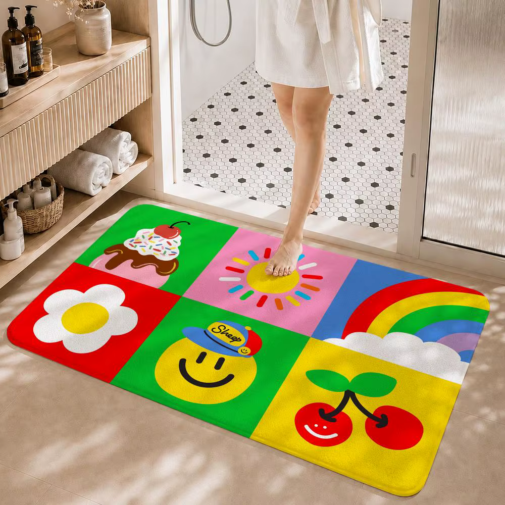 Tapis de sol antidérapant et absorbant avec motif artistique tendance, tapis décoratif pour la maiso