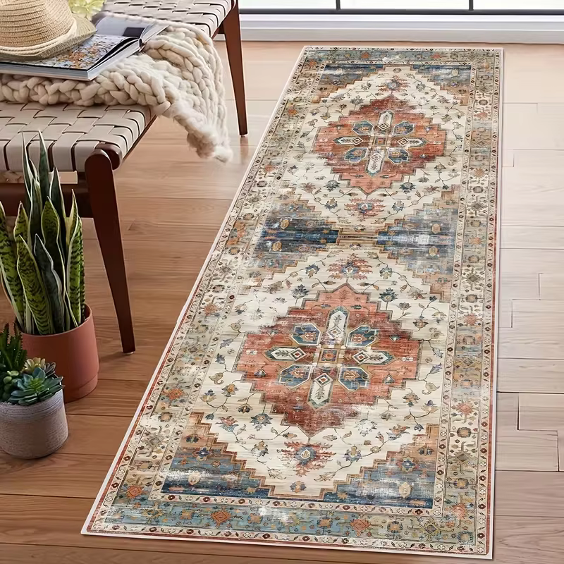 Tapis de couloir persan moderne rétro bohème léger tapis de chambre, tapis de cuisine de buanderie t