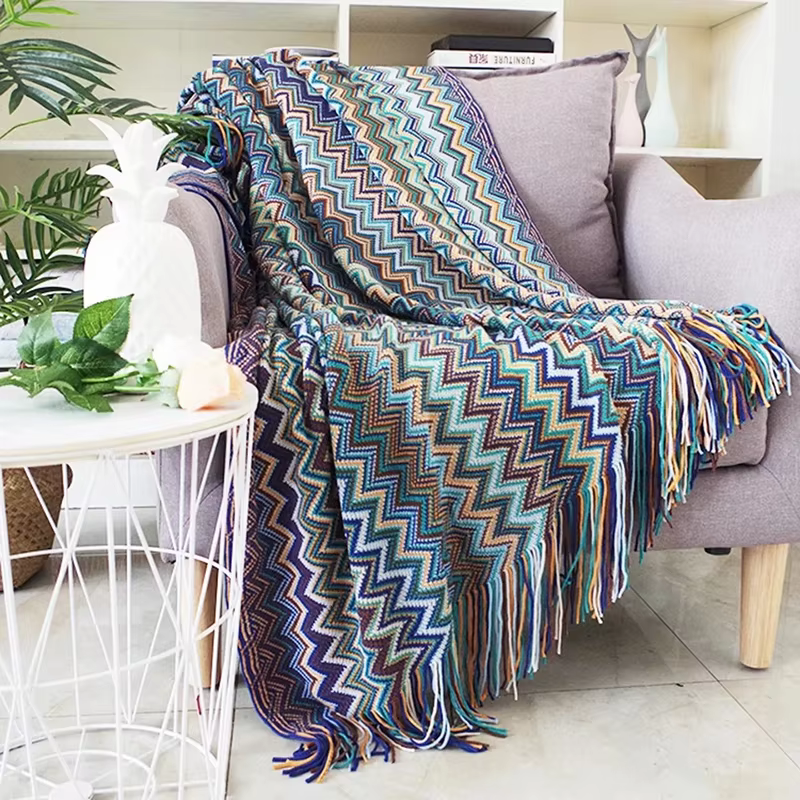 Boho lit Plaid couverture géométrie aztèque Baja couvertures ethnique canapé couverture housse décor
