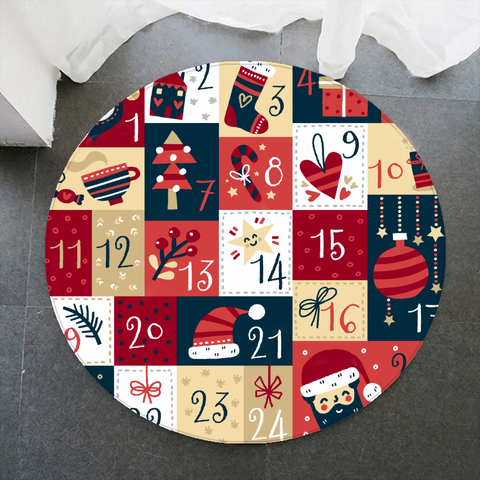 Tapis de noël rond en flanelle douce, antidérapant, pour canapé et chambre, décoration de maison, ca