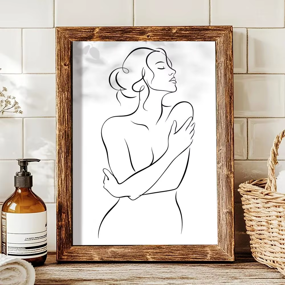 Affiche Murale sur Toile : Couple Amoureux Romantique en Étreinte, Calligraphie, Décoration Intérieu